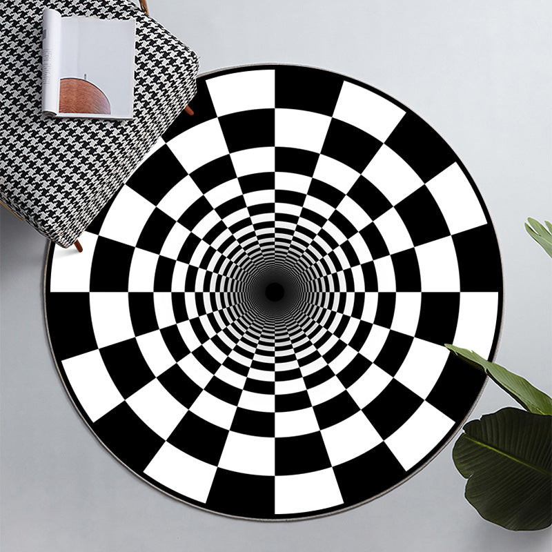 Simple 3D Geo Print Rug Multicolor Polyester Area Rug Non-Slip Backing Machine Washable Indoor Rug for Space
