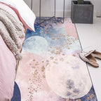Minimalist Stars Sky Printed Rug Multicolor Polyester Area Rug Non-Slip Backing Pet-Friendly Area Rug for Bedroom