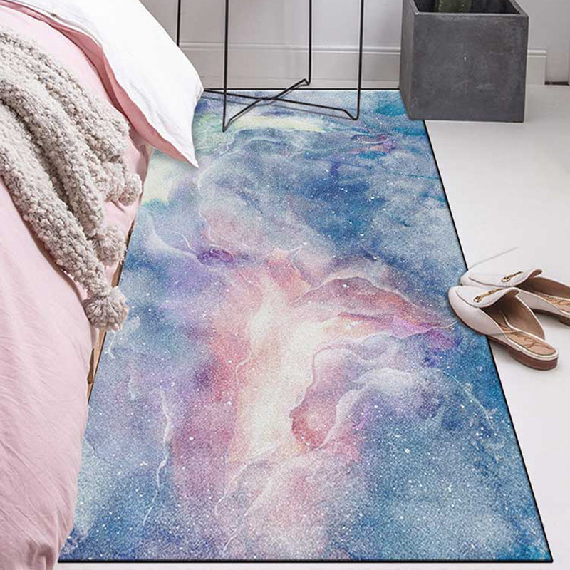 Minimalist Stars Sky Printed Rug Multicolor Polyester Area Rug Non-Slip Backing Pet-Friendly Area Rug for Bedroom
