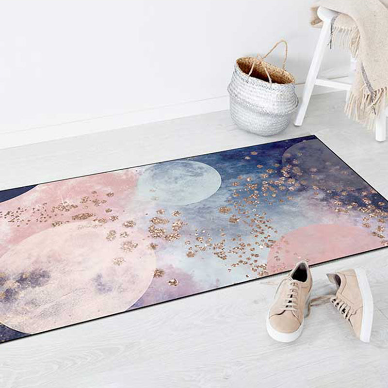Minimalist Stars Sky Printed Rug Multicolor Polyester Area Rug Non-Slip Backing Pet-Friendly Area Rug for Bedroom
