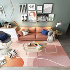 Multicolored Hand-Printed Rug Polypropylene Relaxation Area Rug Non-Slip Back Washable Indoor Rug for the Living Room