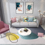 Multicolored Hand-Printed Rug Polypropylene Relaxation Area Rug Non-Slip Back Washable Indoor Rug for the Living Room
