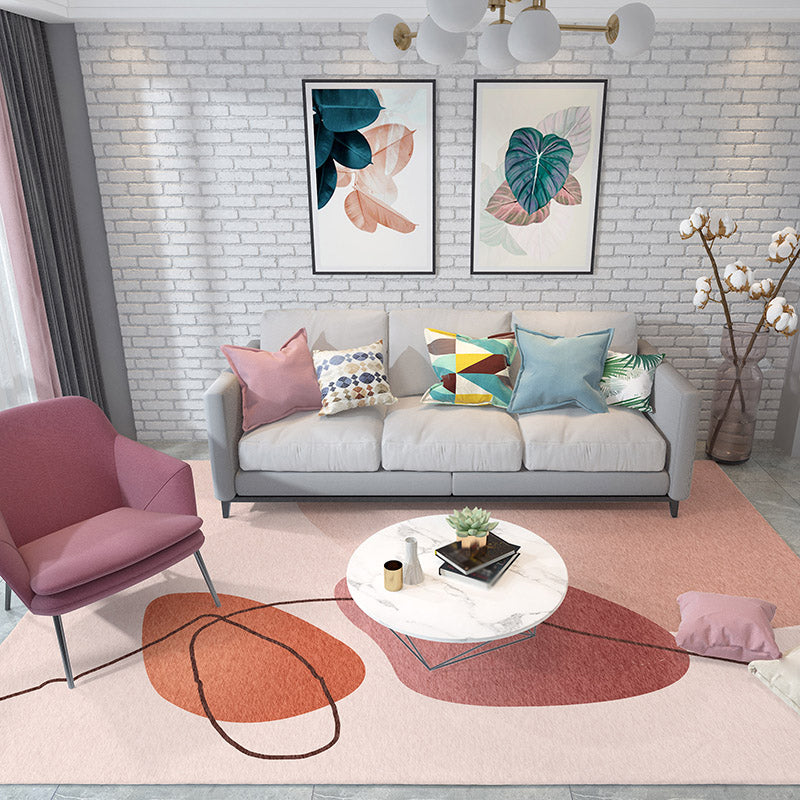 Multicolored Hand-Printed Rug Polypropylene Relaxation Area Rug Non-Slip Back Washable Indoor Rug for the Living Room