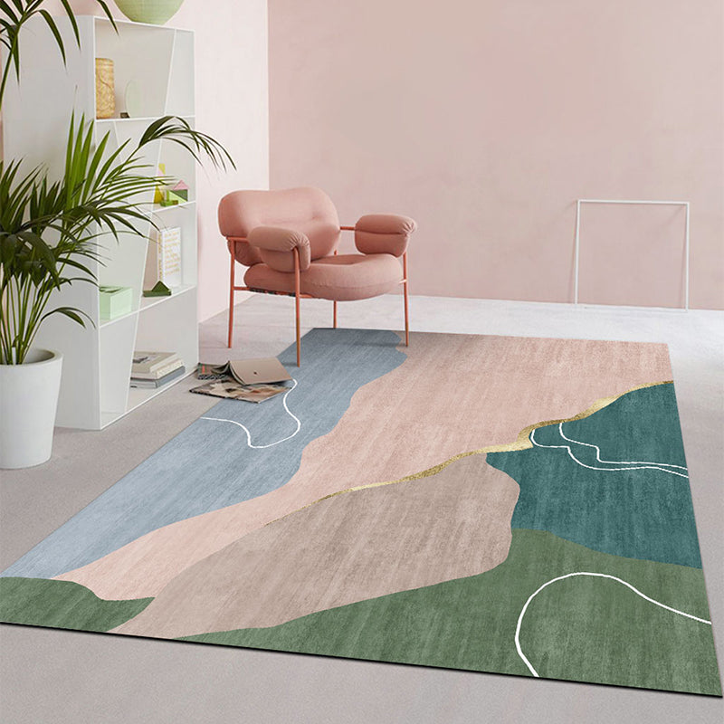 Multi Color Simple Rug Polypropylene Color Block Area Rug Non-Slip Backing Stain Resistant Indoor Mat for Room