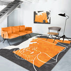 Orange decorative carpet Scandinavian hand-printed report carpet Polyester non-slip backing easy-care living room carpet