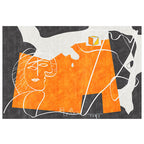 Orange decorative carpet Scandinavian hand-printed report carpet Polyester non-slip backing easy-care living room carpet