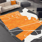 Orange decorative carpet Scandinavian hand-printed report carpet Polyester non-slip backing easy-care living room carpet