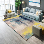 Industrial Living Room Rug Multicolor Abstract Printed Indoor Rug Synthetic Non-Slip Backing Easy Care Area Rug