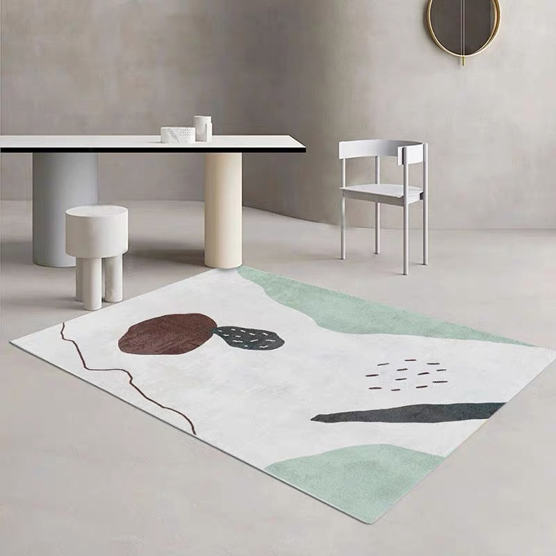 Scandinavian abstract printed rug multicolored synthetic indoor rug pet-friendly easy-care washable rug for room