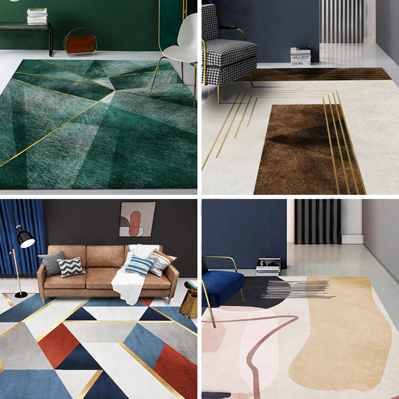 New Geometric Printed Carpet Multicolored Synthetic Area Rug Non-Slip Back Stain-Resistant Indoor Rug for Living Room