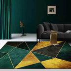 Calming geometric printed rug Multicolored polyester indoor rug Easy care pet-friendly area rug for living room