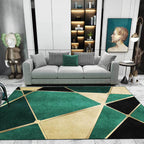 Calming geometric printed rug Multicolored polyester indoor rug Easy care pet-friendly area rug for living room