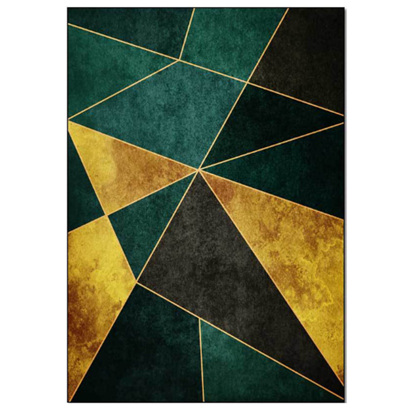 Calming geometric printed rug Multicolored polyester indoor rug Easy care pet-friendly area rug for living room