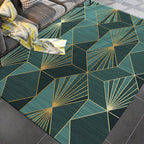 Simple rug for the living room multicolored geometric printed rug cotton blend non-slip backing easy care rug
