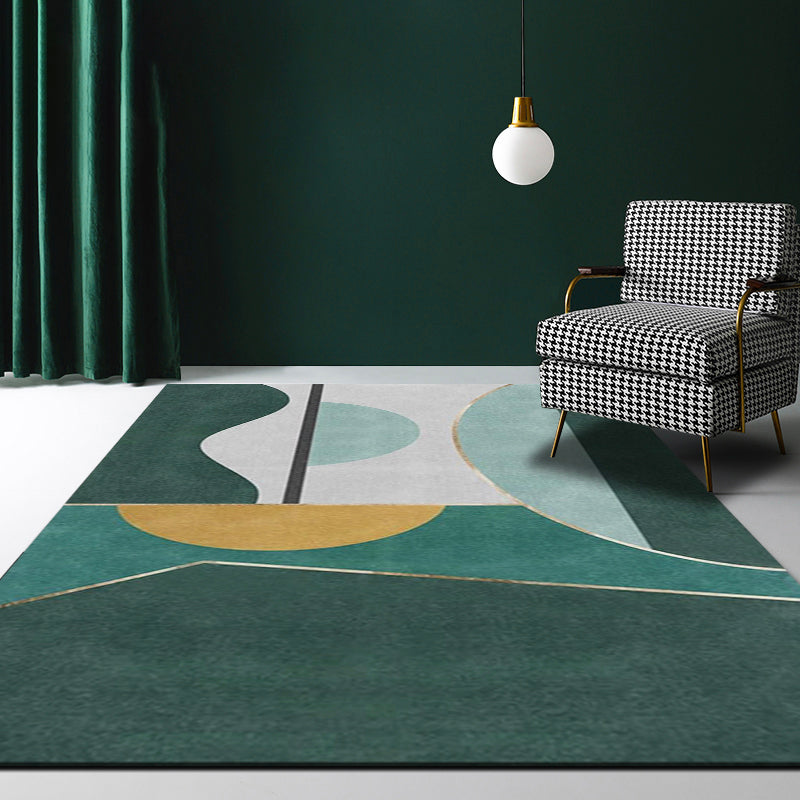 Multi Color Calming Area Rug Cotton Blend Geometric Printed Area Carpet Non-Slip Back Easy Care Indoor Rug for Living Room