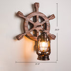 Wooden Brown Wall Lamp Geometrically Designed Country Style Wall Sconce for Hallway