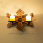 Wooden Brown Wall Lamp Geometrically Designed Country Style Wall Sconce for Hallway