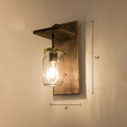 Wooden Brown Wall Lamp Geometrically Designed Country Style Wall Sconce for Hallway