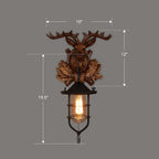 Wooden Brown Wall Lamp Geometrically Designed Country Style Wall Sconce for Hallway