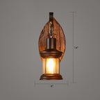 Wooden Brown Wall Lamp Geometrically Designed Country Style Wall Sconce for Hallway
