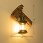 Wooden Brown Wall Lamp Geometrically Designed Country Style Wall Sconce for Hallway