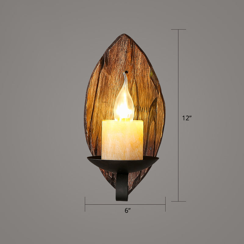 Wooden Brown Wall Lamp Geometrically Designed Country Style Wall Sconce for Hallway