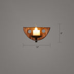 Wooden Brown Wall Lamp Geometrically Designed Country Style Wall Sconce for Hallway
