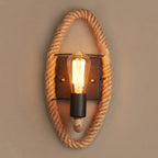 Running Shape Rope Wall Light Rustic 1-Head Corridor Wall Lamp with Track Light Design in Wood
