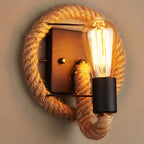 Running Shape Rope Wall Light Rustic 1-Head Corridor Wall Lamp with Track Light Design in Wood