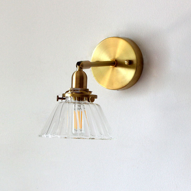 Minimalist Rejuvenation Rotating Wall Lighting Single Lamps Glass Wall Lamp in Brass for Living Room