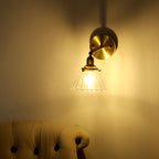 Minimalist Rejuvenation Rotating Wall Lighting Single Lamps Glass Wall Lamp in Brass for Living Room