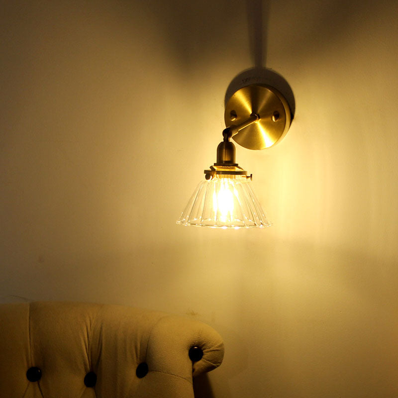 Minimalist Rejuvenation Rotating Wall Lighting Single Lamps Glass Wall Lamp in Brass for Living Room