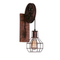 Spherical Wire Cage Foyer Wall Lamp Rustic Iron 1-Light Bedroom Wall Mount Lamp with Pulley