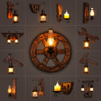 Nautical Geometric Wall Lamp Wooden Wall Mount Lighting for Living Room