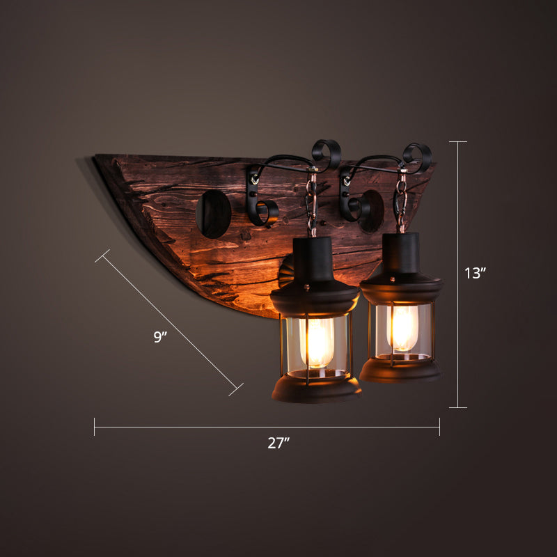 Nautical Geometric Wall Lamp Wooden Wall Mount Lighting for Living Room