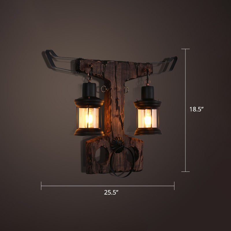 Nautical Geometric Wall Lamp Wooden Wall Mount Lighting for Living Room