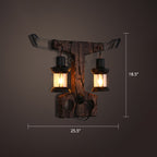 Nautical Geometric Wall Lamp Wooden Wall Mount Lighting for Living Room