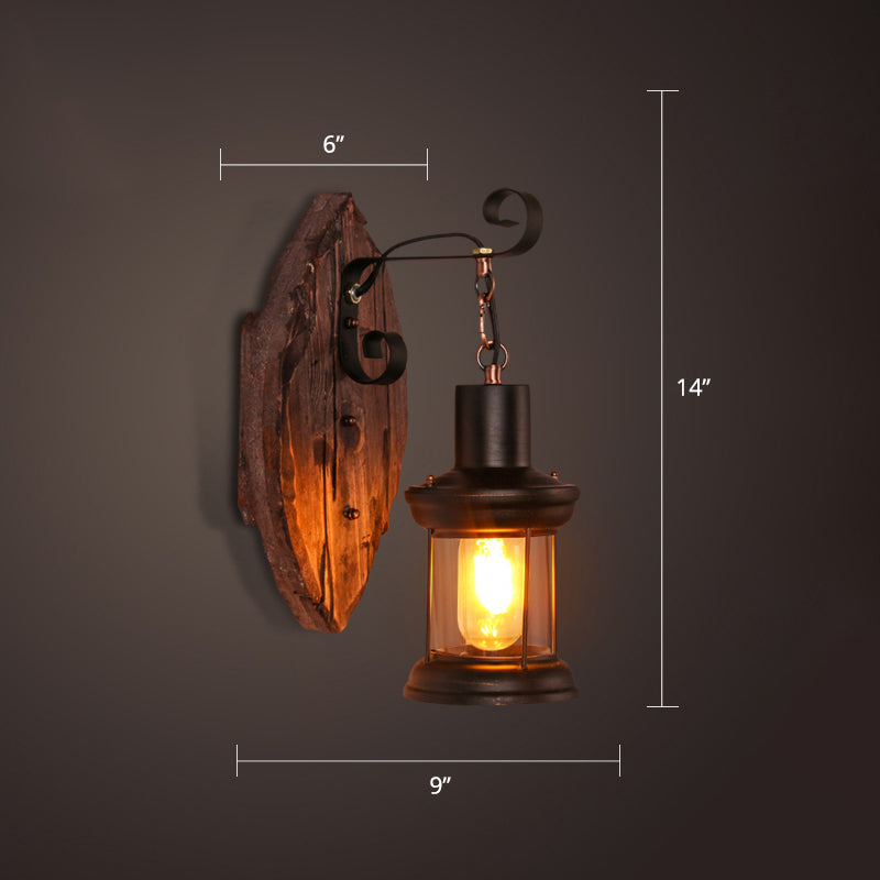 Nautical Geometric Wall Lamp Wooden Wall Mount Lighting for Living Room