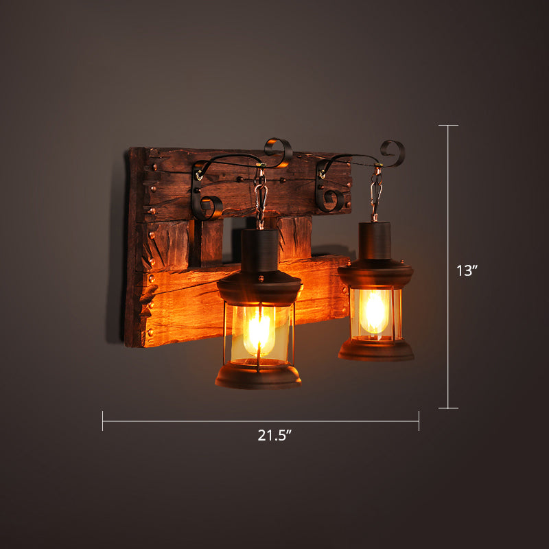 Nautical Geometric Wall Lamp Wooden Wall Mount Lighting for Living Room