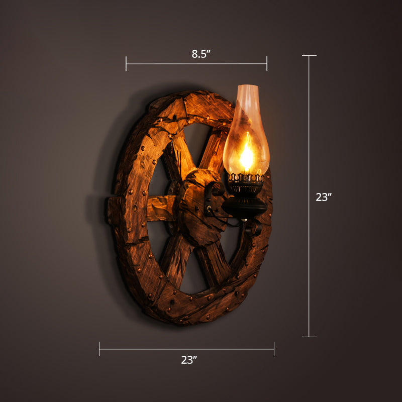 Nautical Geometric Wall Lamp Wooden Wall Mount Lighting for Living Room