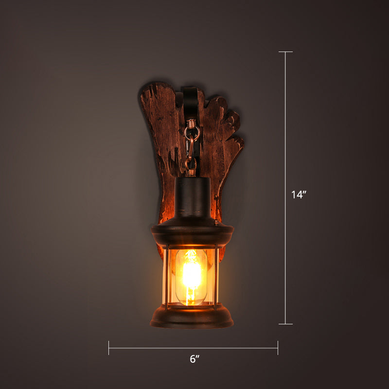 Nautical Geometric Wall Lamp Wooden Wall Mount Lighting for Living Room