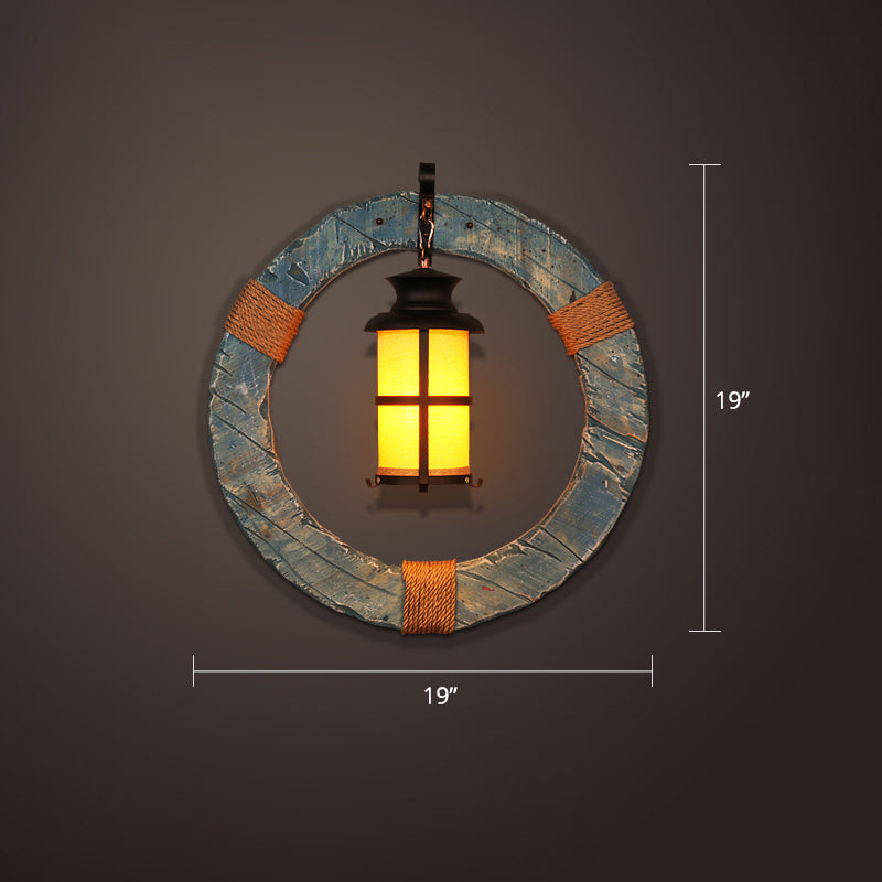 Nautical Geometric Wall Lamp Wooden Wall Mount Lighting for Living Room
