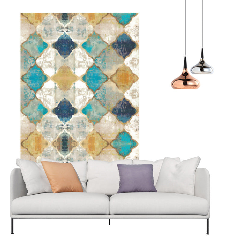 Olden Geometric Printed Carpet Multicolored Synthetic Carpet Non-Slip Rug Stain-Resistant Carpet for the living room