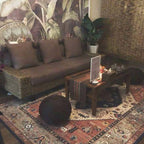 Multi Color Living Room Rug Persian Geometric Printed Indoor Rug Cotton Blend Non-Slip Easy Maintenance Area Rug
