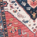 Multi Color Living Room Rug Persian Geometric Printed Indoor Rug Cotton Blend Non-Slip Easy Maintenance Area Rug