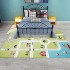 Beautiful car-printed carpet multicolor cotton blend area rug non-slip stain-resistant easy-care indoor rug for children