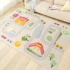 Beautiful car-printed carpet multicolor cotton blend area rug non-slip stain-resistant easy-care indoor rug for children