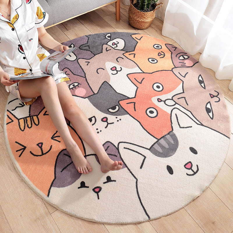 Multicolor Novelty Carpet Lambswool Cartoon-printed Carpet with Non-slip Backing Easy-care Indoor Carpet for Kids