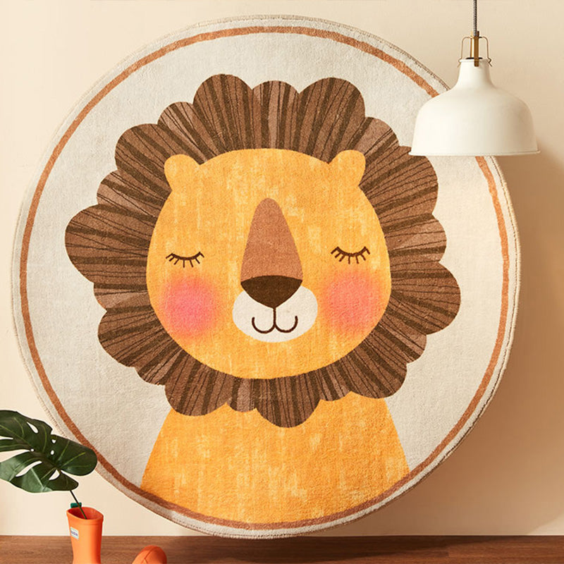 Multicolored Cartoon Pattern Rug Superfiber Casual Area Rug Non-Slip Pet-Friendly Easy Care Indoor Rug for Kids