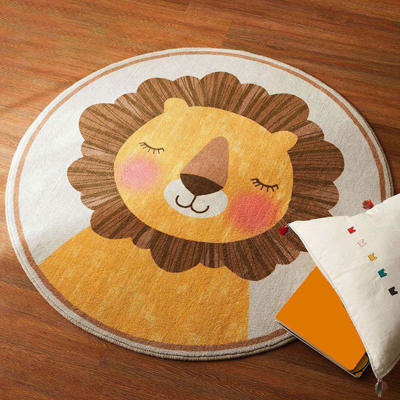 Multicolored Cartoon Pattern Rug Superfiber Casual Area Rug Non-Slip Pet-Friendly Easy Care Indoor Rug for Kids